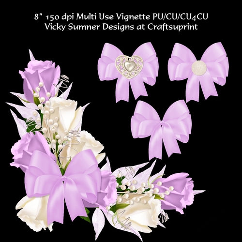 Rose Bud and Bow Lilac Vignette