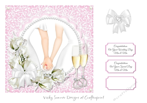 Mrs and Mrs Wedding Pink with White Flowers