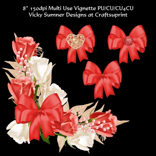 Rose Bud and Bow Orange Vignette