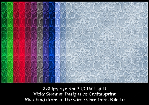 Christmas Damask 8x8 Digital Paper