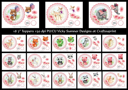 Animals Scolloped Toppers set of 18