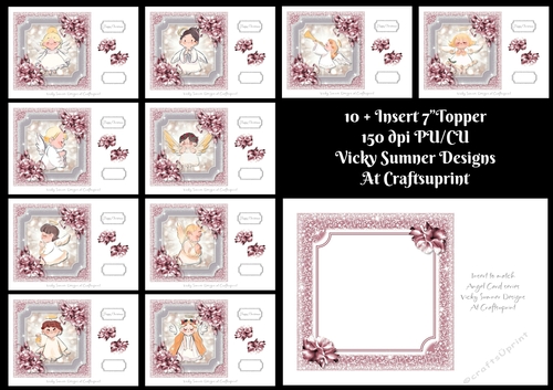 Angel Floral 7x7 Topper set of 10 + Insert