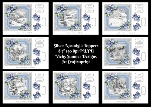 Silver Nostalgia 7x7 Toppers set of 8