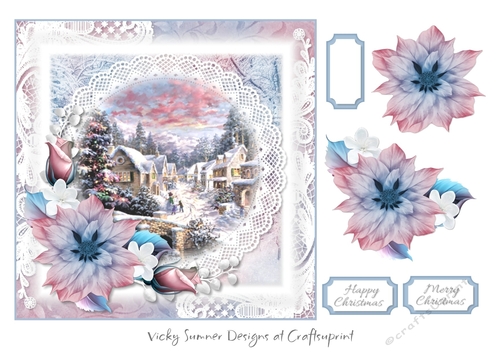 Pink and Blue Pastel Winter Scene 5