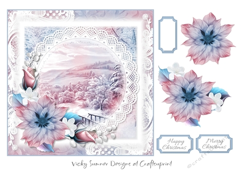 Pink and Blue Pastel Winter Scene 6