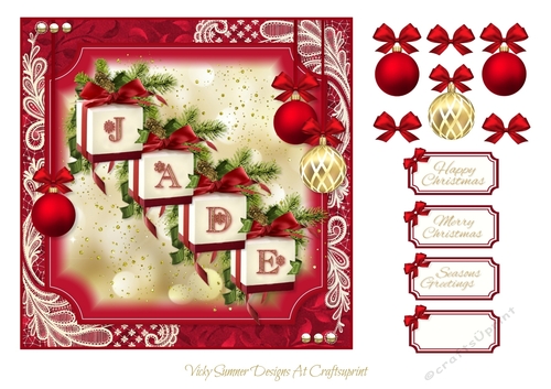 Jade Christmas Gift Boxes 7x7 Card Topper