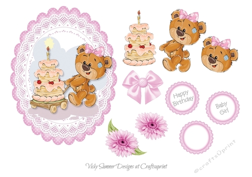 Baby Girl Birthday Topper 1
