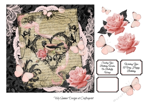 Pink and Black Butterfly Wishes 1