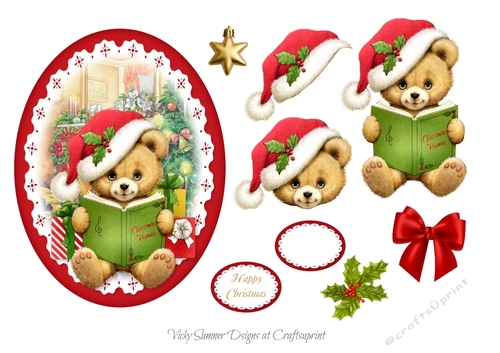 Vintage Christmas Teddy Topper 1