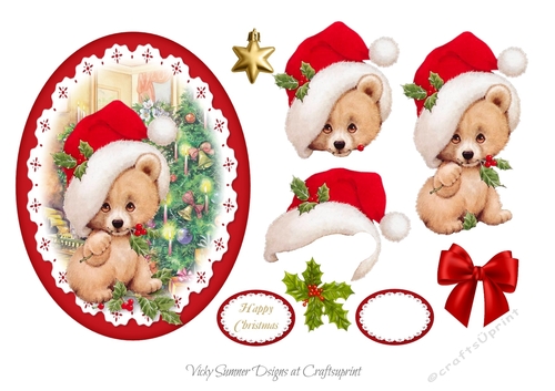 Vintage Christmas Teddy Topper 2