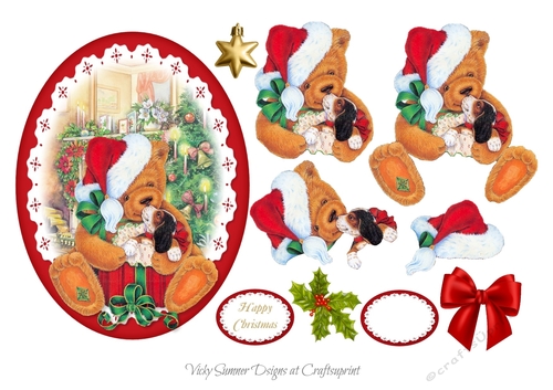 Vintage Christmas Teddy Topper 3
