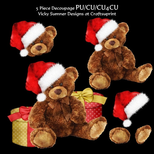 Teddy Bear and Presents Decoupage 