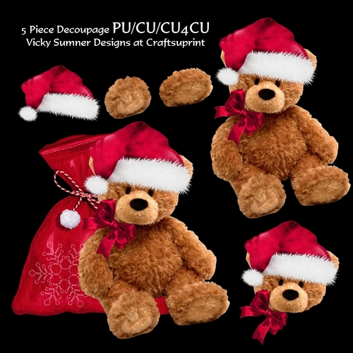 Teddy Bear with Toy Sack Decoupage 