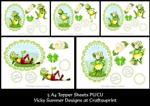 Birthday Frog Toppers set of 5