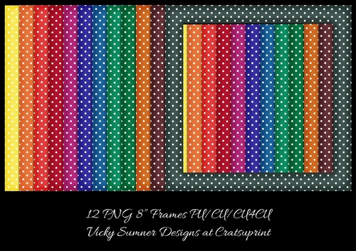 Polka Dot Frame in Autumn Fall Colours set of 12