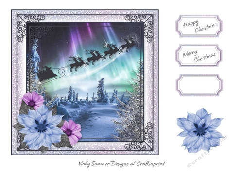 Santa and Sleigh Aurora Borealis 2