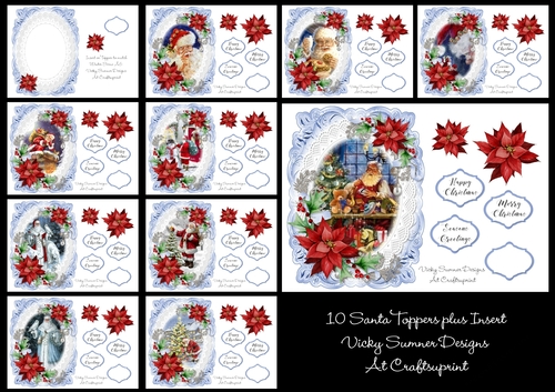 Santa A5 Toppers Set of 10 Plus Insert
