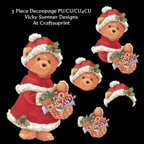 Mrs Santa Bear Decoupage 