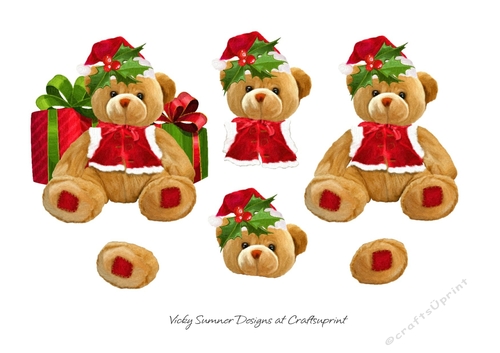 Christmas Teddy with Presents Clipart 1