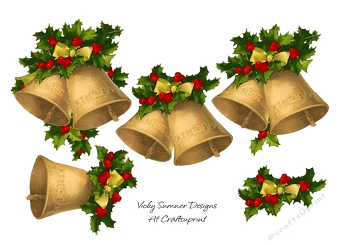 Christmas Bells and Holly Clipart