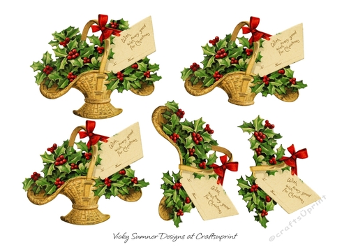 Basket of Holly Clipart