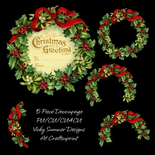 Holly Wreath Decoupage