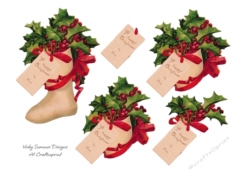Christmas Stocking and Holly Clipart