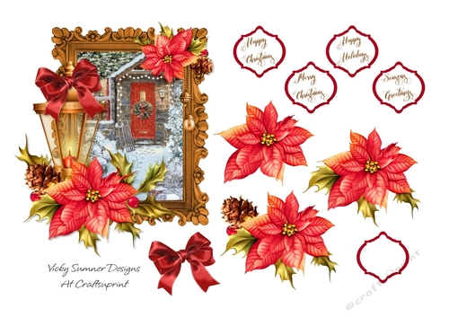 Christmas Lamp and Poinsettia Scene 3