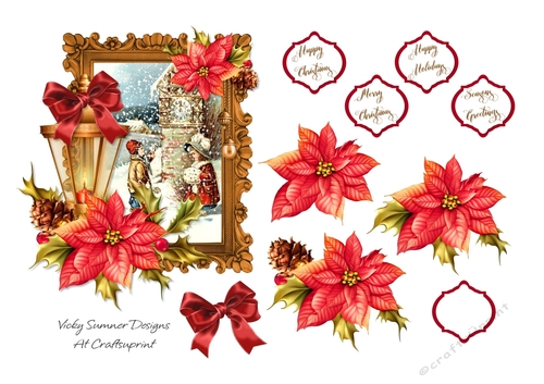 Christmas Lamp and Poinsettia Scene 6