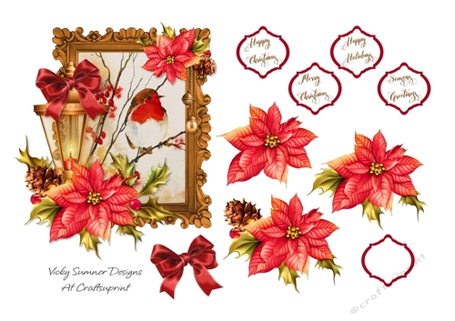Christmas Lamp and Poinsettia Scene 8