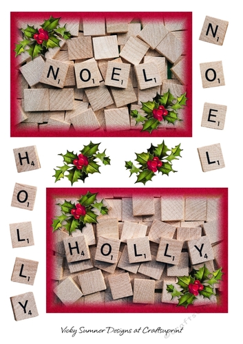 Noel and Holly 6 x 4 Toppers 