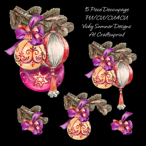 Vintage Hanging Bauble Decoupage 1