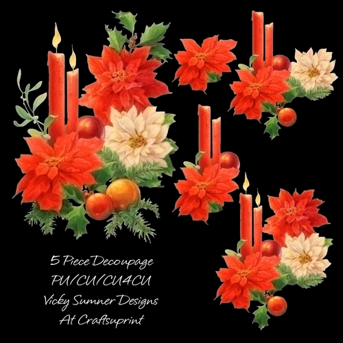 Poinsettia and Candles Decoupage