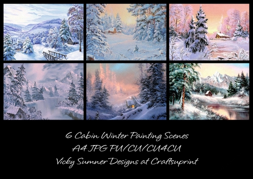 Winter Cabin A4 Painting Scenes