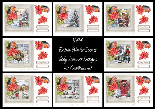 Robin Winter Scene set of 8 