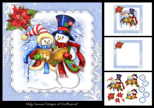 Snowman Couple Carol Singing 