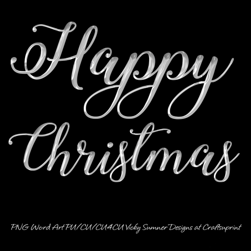 Happy Christmas Silver Word Art