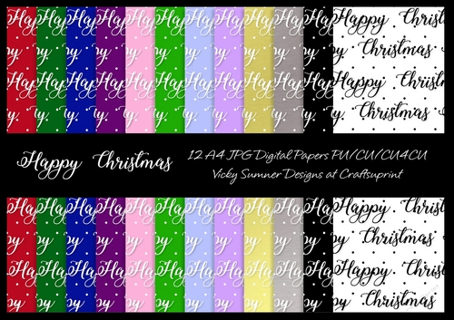 Christmas 2 A4 Polka Dot and Script Digital Papers