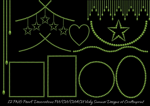 Green Pearl Decoration 12 Pieces