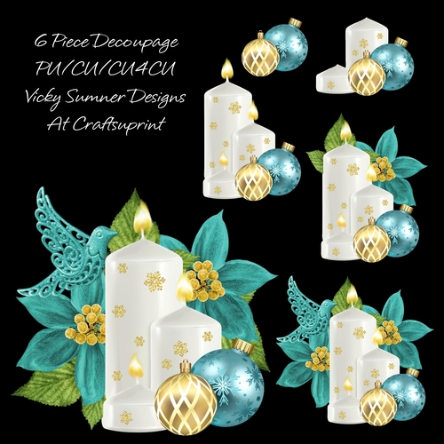 Teal Candle Decoupage 
