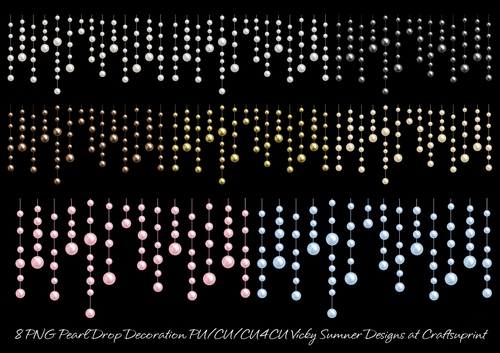 Pearl Drop Decoration Set of 8 PNG