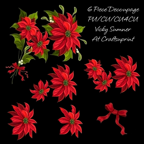 Poinsettia and Mistletoe Decoupage