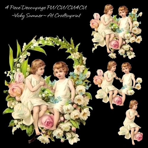 Vintage Floral Cherub Decoupage