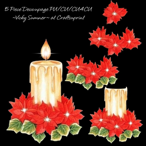 Candle and Poinsettia Decoupage