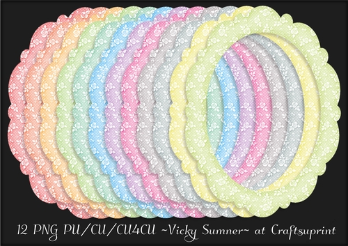 Spring Floral Scolloped Oval Frame PNG