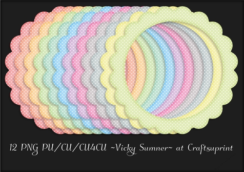 Spring Polka Dot Scolloped Circle Frame PNG