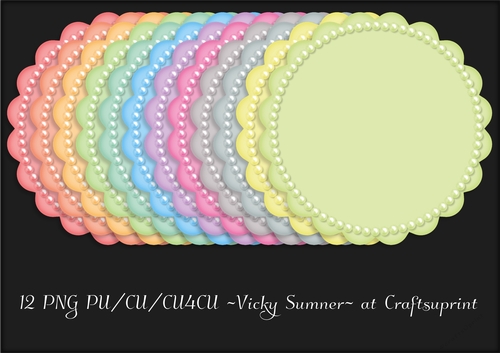 Spring Scolloped Mat/Doily with Pearl Inlay PNG