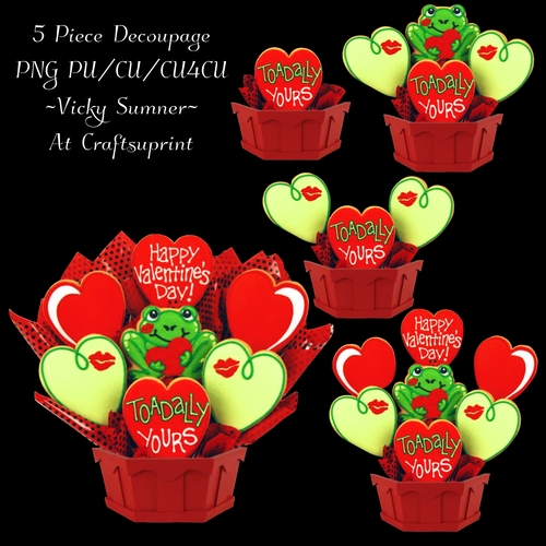 Valentine Frog Basket of Cookies