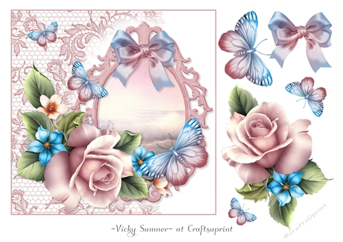 Butterflies and Roses Blank
