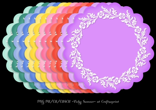 Sorbet Scolloped Mat with Floral Frame